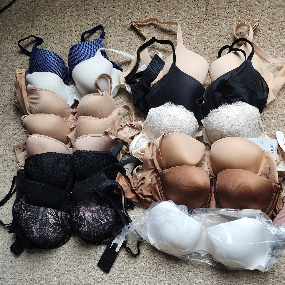 Victoria's Secret Black and White Lace Bras Intimates Collection, Wacoal, Felina